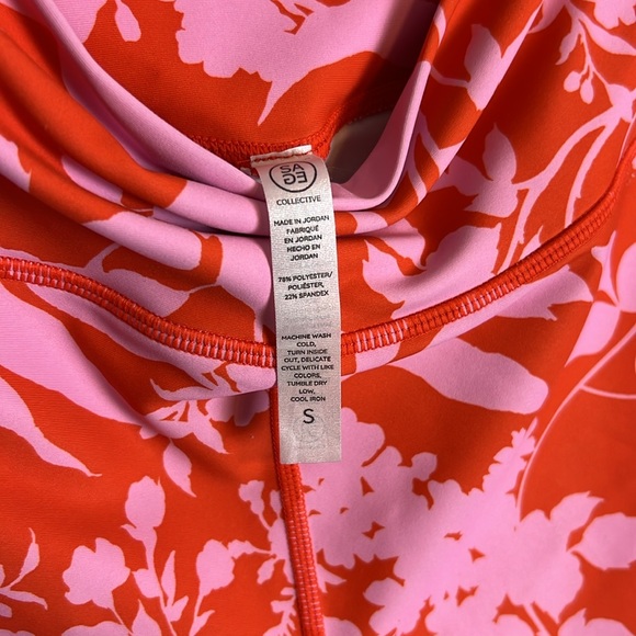 Sage Collective Floral Orange Pink Athletic Leggings Small Nordstrom - Picture 4 of 4